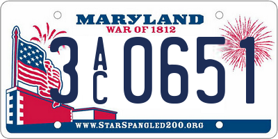 MD license plate 3AC0651