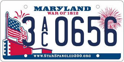 MD license plate 3AC0656
