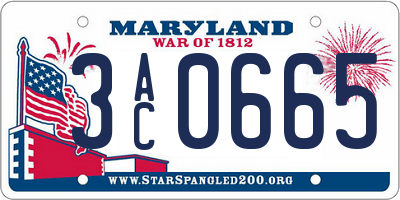 MD license plate 3AC0665