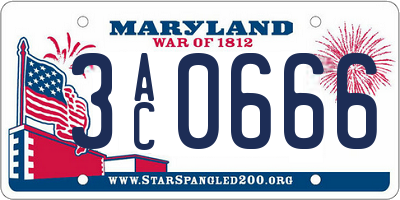 MD license plate 3AC0666