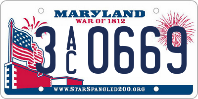MD license plate 3AC0669