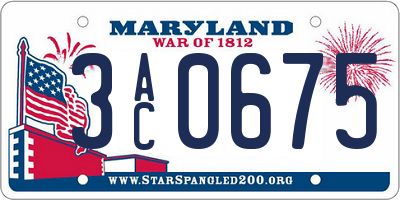 MD license plate 3AC0675