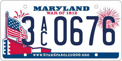 MD license plate 3AC0676