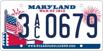 MD license plate 3AC0679