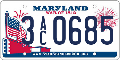 MD license plate 3AC0685