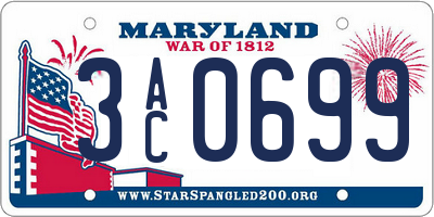 MD license plate 3AC0699