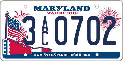 MD license plate 3AC0702