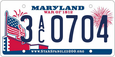MD license plate 3AC0704