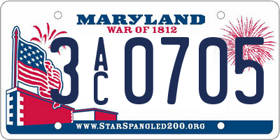 MD license plate 3AC0705