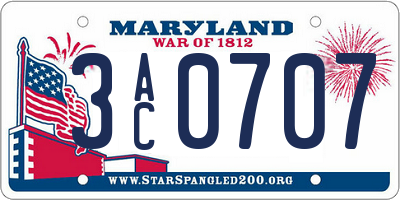MD license plate 3AC0707
