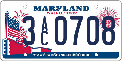 MD license plate 3AC0708