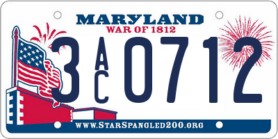 MD license plate 3AC0712