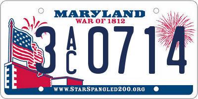 MD license plate 3AC0714