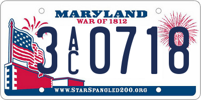 MD license plate 3AC0718
