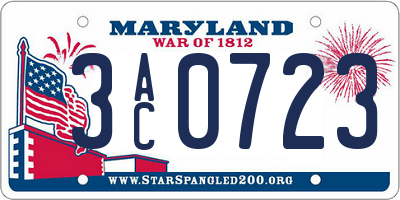 MD license plate 3AC0723