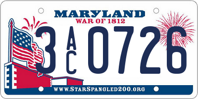 MD license plate 3AC0726