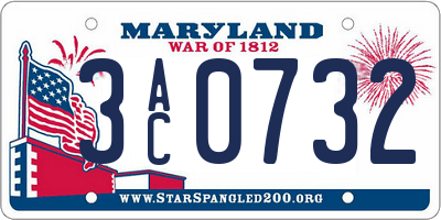 MD license plate 3AC0732