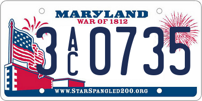 MD license plate 3AC0735