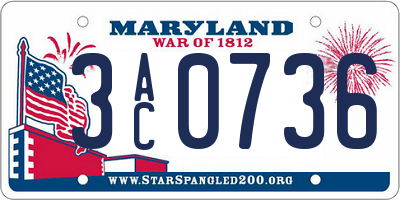 MD license plate 3AC0736