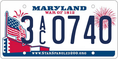 MD license plate 3AC0740