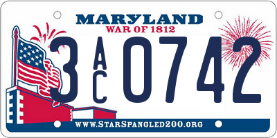 MD license plate 3AC0742