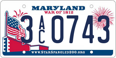 MD license plate 3AC0743