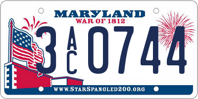 MD license plate 3AC0744