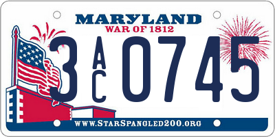 MD license plate 3AC0745