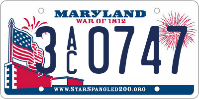 MD license plate 3AC0747