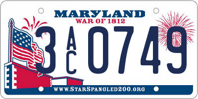 MD license plate 3AC0749
