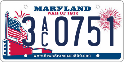 MD license plate 3AC0751