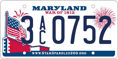 MD license plate 3AC0752