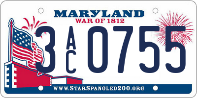 MD license plate 3AC0755