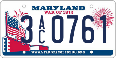 MD license plate 3AC0761
