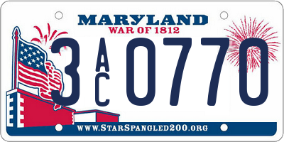 MD license plate 3AC0770