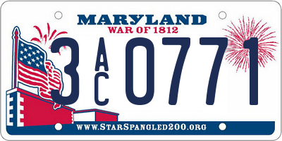 MD license plate 3AC0771