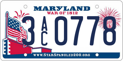 MD license plate 3AC0778