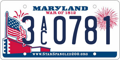 MD license plate 3AC0781