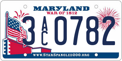 MD license plate 3AC0782