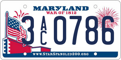 MD license plate 3AC0786