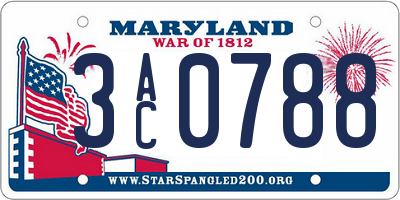 MD license plate 3AC0788