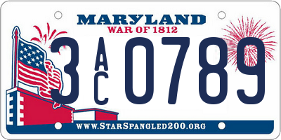 MD license plate 3AC0789