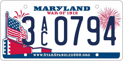 MD license plate 3AC0794