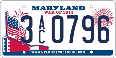 MD license plate 3AC0796