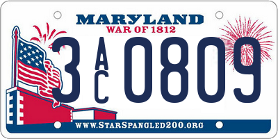 MD license plate 3AC0809