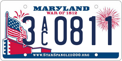 MD license plate 3AC0811