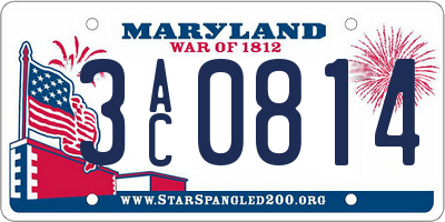 MD license plate 3AC0814