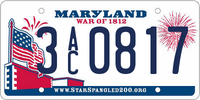MD license plate 3AC0817