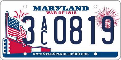 MD license plate 3AC0819