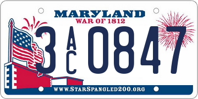 MD license plate 3AC0847